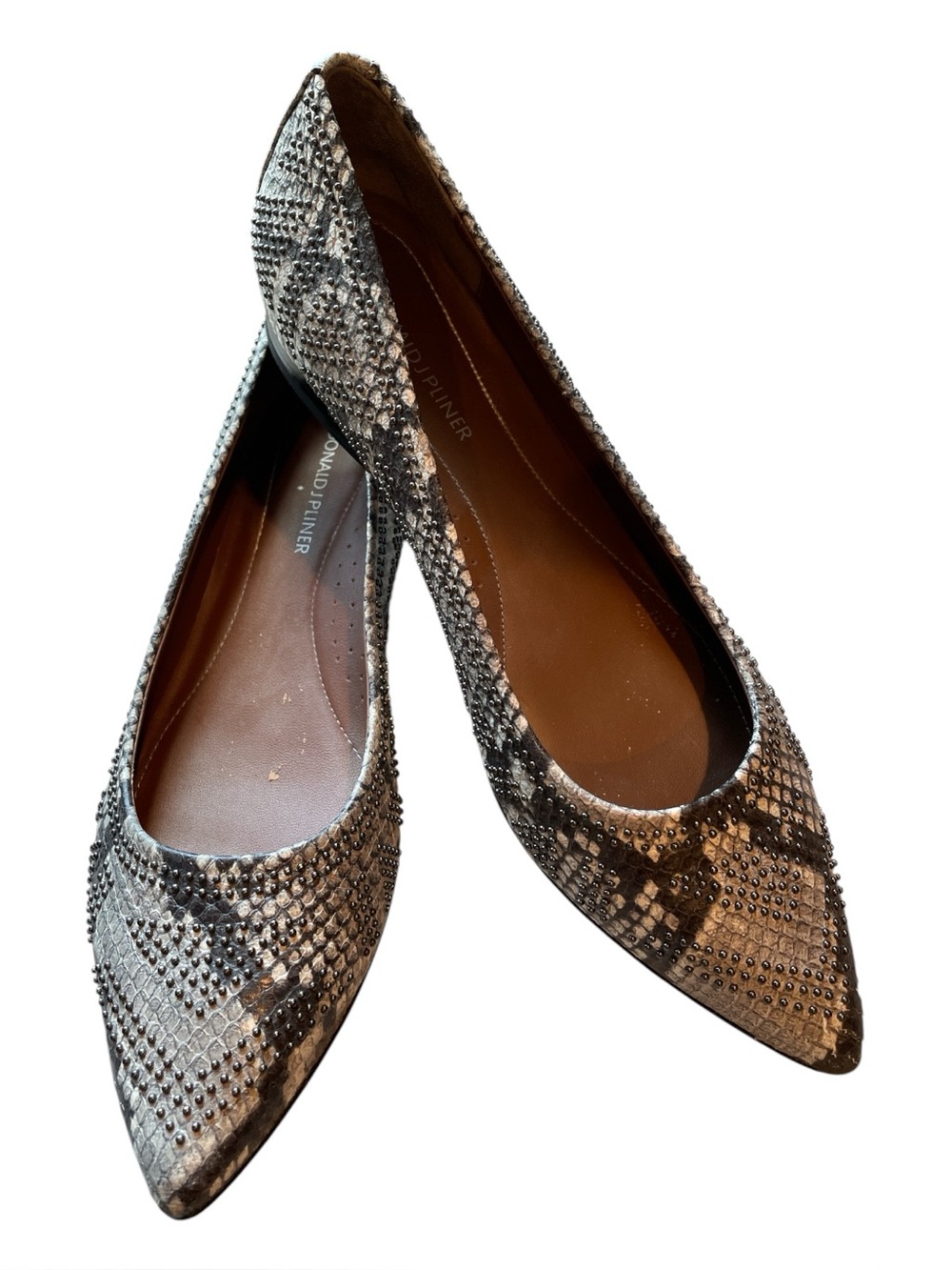 Donald J. Pliner Adore Reptile Print Flats | Gray/Black